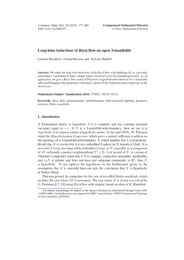 Long Time Behaviour of Ricci Flow on Open 3-Manifolds