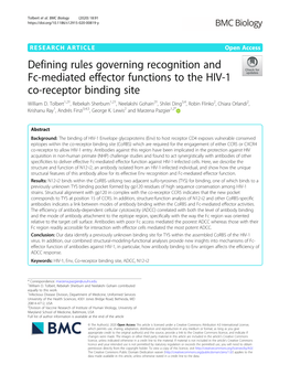 Defining Rules Governing Recognition and Fc-Mediated Effector Functions to the HIV-1 Co-Receptor Binding Site William D