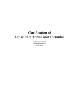 Clarification of Lapse Rate Terms and Formulas