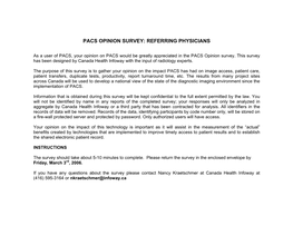 Pacs Opinion Survey: Referring Physicians