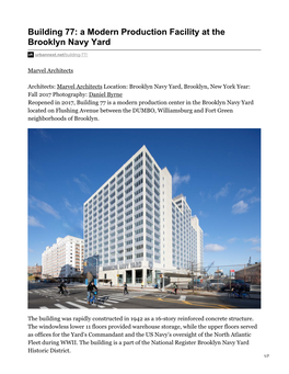 Building 77: a Modern Production Facility at the Brooklyn Navy Yard