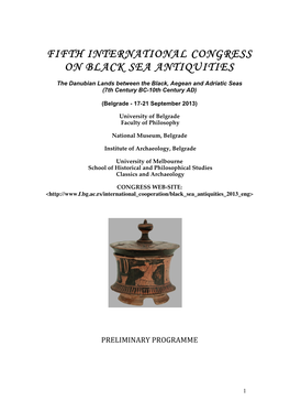 Fifth International Congress on Black Sea Antiquities