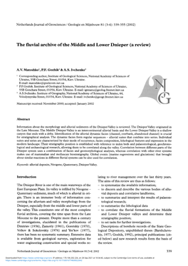 The Fluvial Archive of the Middle and Lower Dnieper (A Review)