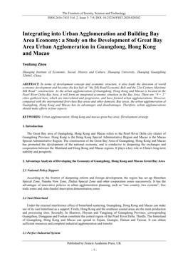 Integrating Into Urban Agglomeration and Building Bay Area Economy: A