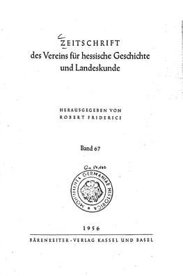 Des Vereins Für Hessische Geschichte Und Landeskunde