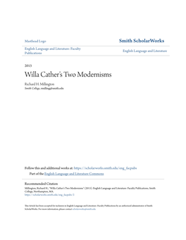 Willa Catherâ•Žs Two Modernisms