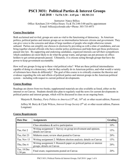 PSCI 3031: Political Parties & Interest Groups