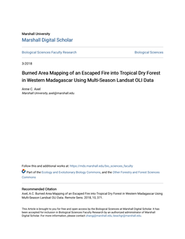 Burned Area Mapping of an Escaped Fire Into Tropical Dry Forest in Western Madagascar Using Multi-Season Landsat OLI Data