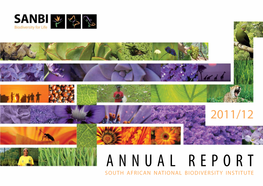 ANNUAL REPORT SOUTH AFRICAN NATIONAL BIODIVERSITY INSTITUTE for Submission in Terms of the Public Finance Management Act, No