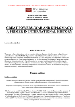 History of International Relations and Diplomacy