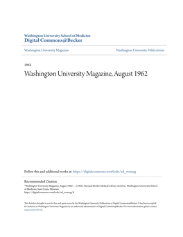 Washington University Magazine, August 1962