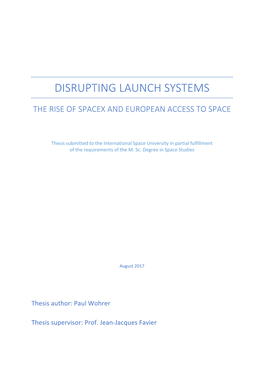 Disrupting Launch Systems