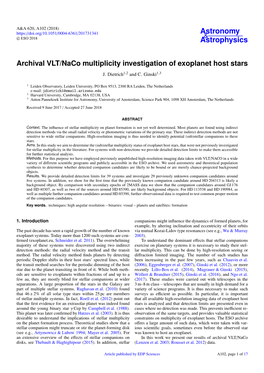 Archival VLT/Naco Multiplicity Investigation of Exoplanet Host Stars