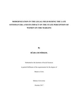 Modernization in the Legal Field During the Late Ottoman Era and Its Impact on the State Perception of Women on the Margins