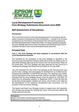 Local Development Framework Core Strategy Submission Document June 2006 Self Assessment of Soundness