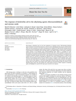 The Response of Escherichia Coli to the Alkylating Agents Chloroacetaldehyde and Styrene Oxide T