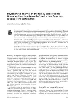 Ammonoidea; Late Devonian) and a New Beloceras Species from Eastern Iran