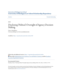 Disclosing 'Political' Oversight of Agency Decision Making Nina A