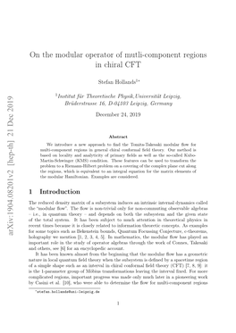 On the Modular Operator of Mutli-Component Regions in Chiral