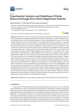 Experimental Analysis and Modeling of Nitrate Removal Through Zero-Valent Magnesium Particles