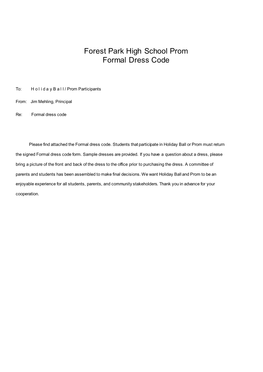 Forest Park High School Prom Formal Dress Code