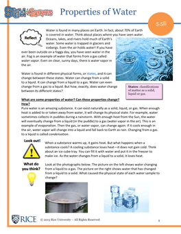 Properties of Water 5.5B Water Is Found in Many Places on Earth