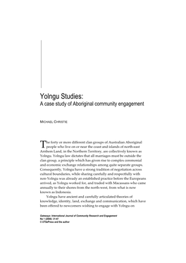 Yolngu Studies: a Case Study of Aboriginal Community Engagement