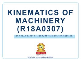 Kinematics of Machinery (R18a0307)