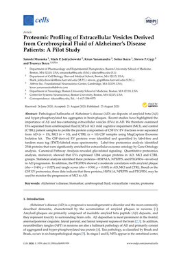 Proteomic Profiling of Extracellular Vesicles Derived From