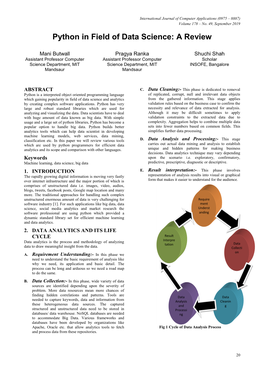 Python in Field of Data Science: a Review