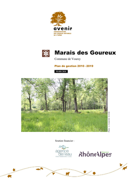 Plan De Gestion Du Marais Des Goureux (Commune De Vourey)