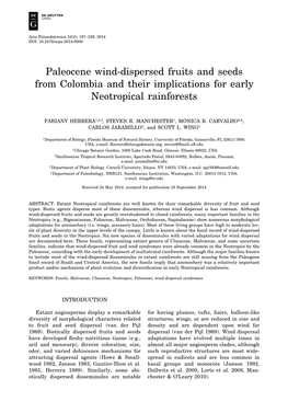 Paleocene Wind-Dispersed Fruits and Seeds from Colombia and Their Implications for Early Neotropical Rainforests