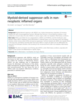 Myeloid-Derived Suppressor Cells in Non-Neoplastic Inflamed Organs