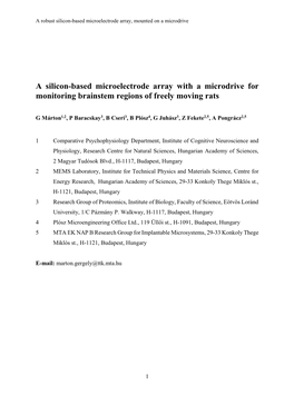 A Silicon-Based Microelectrode Array with a Microdrive for Monitoring Brainstem Regions of Freely Moving Rats