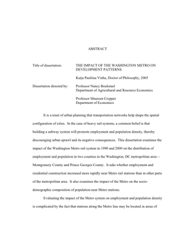 The Impact of the Washington Metro on Development Patterns
