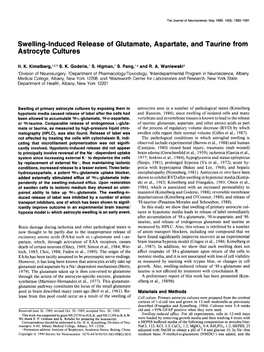 Swelling-Induced Release of Glutamate, Aspartate, and Taurine from Astrocyte Cultures