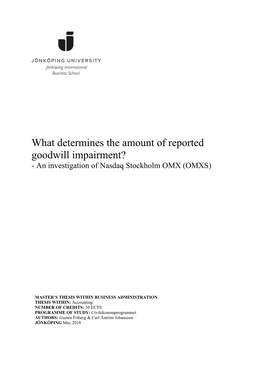 What Determines the Amount of Reported Goodwill Impairment? - an Investigation of Nasdaq Stockholm OMX (OMXS)