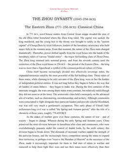 The Eastern Zhou Or Classical