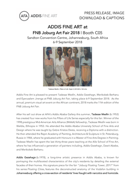 Joburg Art Fair 2018 | Booth C05 Sandton Convention Centre, Johannesburg, South Africa 6-9 September 2018