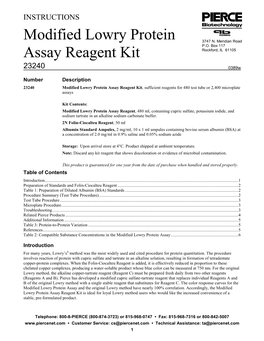 Modified Lowry Protein Assay Reagent Kit, Sufficient Reagents for 480 Test Tube Or 2,400 Microplate Assays