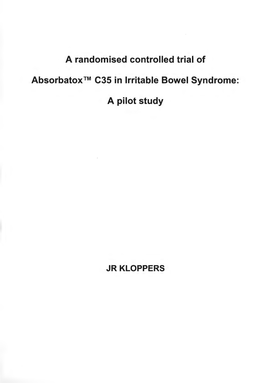 A Randomised Controlled Trial of Absorbatox™ C35 in Irritable Bowel