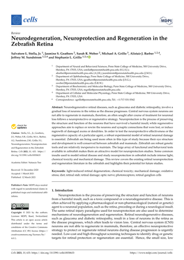 Neurodegeneration, Neuroprotection and Regeneration in the Zebrafish