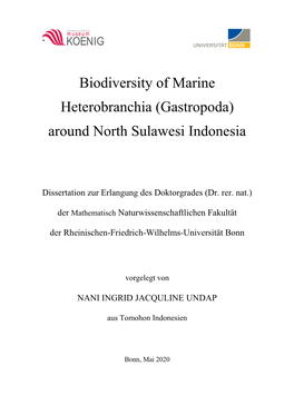 Biodiversity of Marine Heterobranchia (Gastropoda) Around North Sulawesi Indonesia