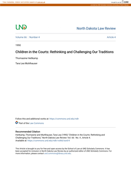 Children in the Courts: Rethinking and Challenging Our Traditions