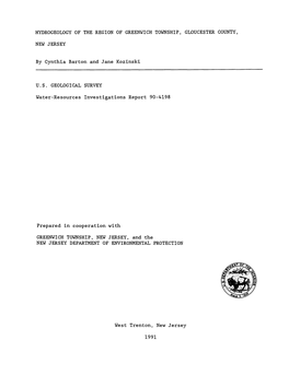 Hydrogeology of the Region of Greenwich Township, Gloucester County