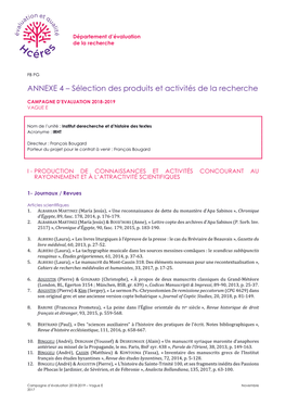 Liste Des Publications 2013-2018