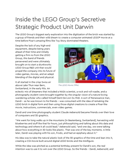 Inside the LEGO Group's Secretive Strategic Product Unit Darwin