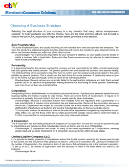 Choosing a Business Structure