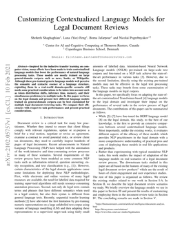 Customizing Contextualized Language Models for Legal Document Reviews