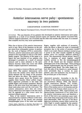 Anterior Interosseous Nerve Palsy: Spontaneous Recovery in Two Patients